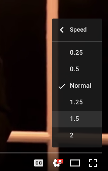 Screenshot: YouTube Settings Speed Options